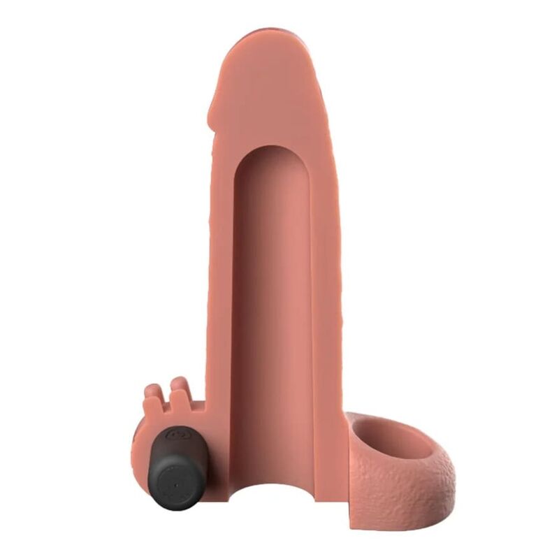 FANTASY X-TENSIONS - FUNDA EXTENSORA VIBRATORIA REAL FEEL 5 CM COLOR BEIGE - Imagen 3