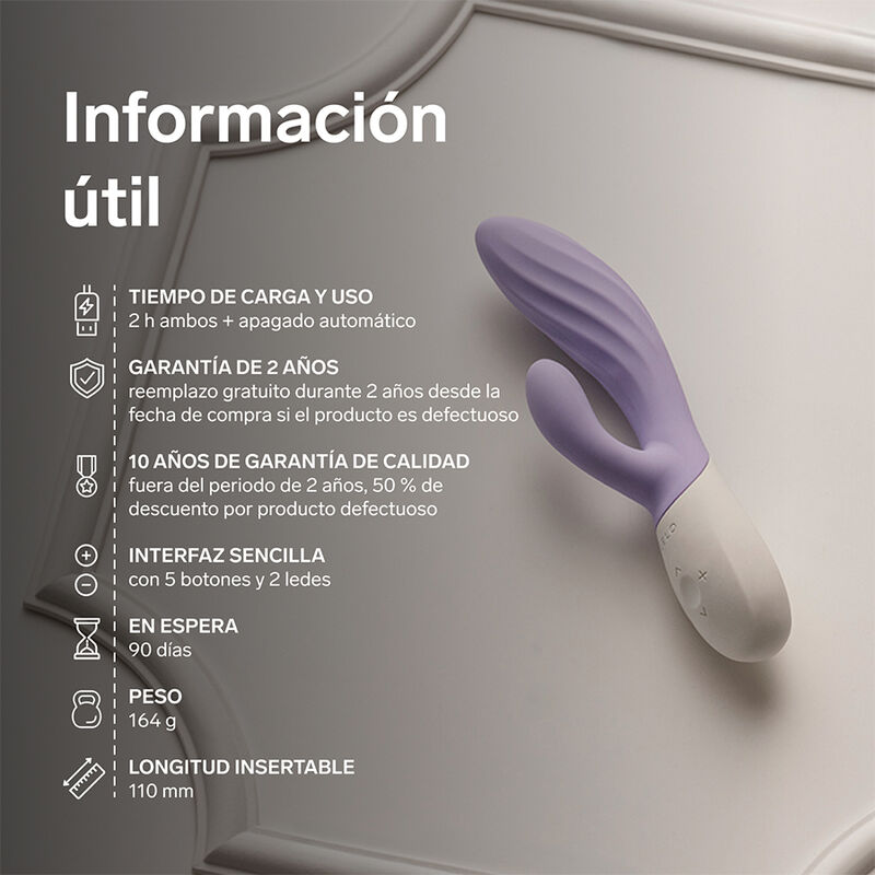 LELO - INA TWIST VIBRADOR RABBIT PUNTO G Y CLÍTORIS LAVANDA - Imagen 9