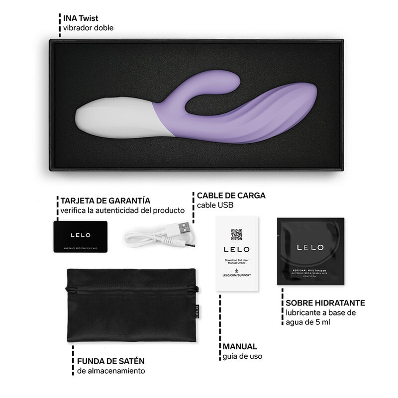 LELO - INA TWIST VIBRADOR RABBIT PUNTO G Y CLÍTORIS LAVANDA - Imagen 6