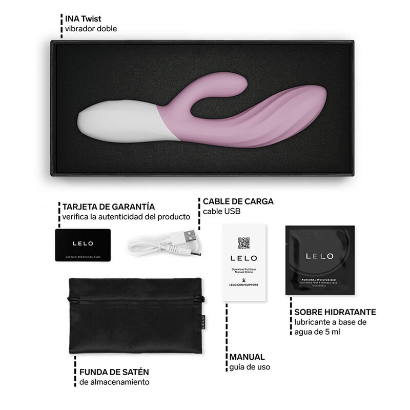 LELO - INA TWIST VIBRADOR RABBIT PUNTO G Y CLÍTORIS ROSA - Imagen 6