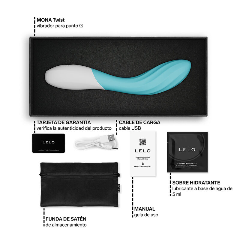 LELO - MONA TWIST VIBRADOR PARA PUNTO G RECARGABLE APP CONTROL LAVANDA TURQUESA - Imagen 6
