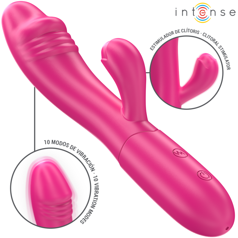 INTENSE - IVY VIBRADOR FLEXIBLE 10 VIBRACIONES CON LENGUA ESTIMULADORA ROSA - Imagen 2