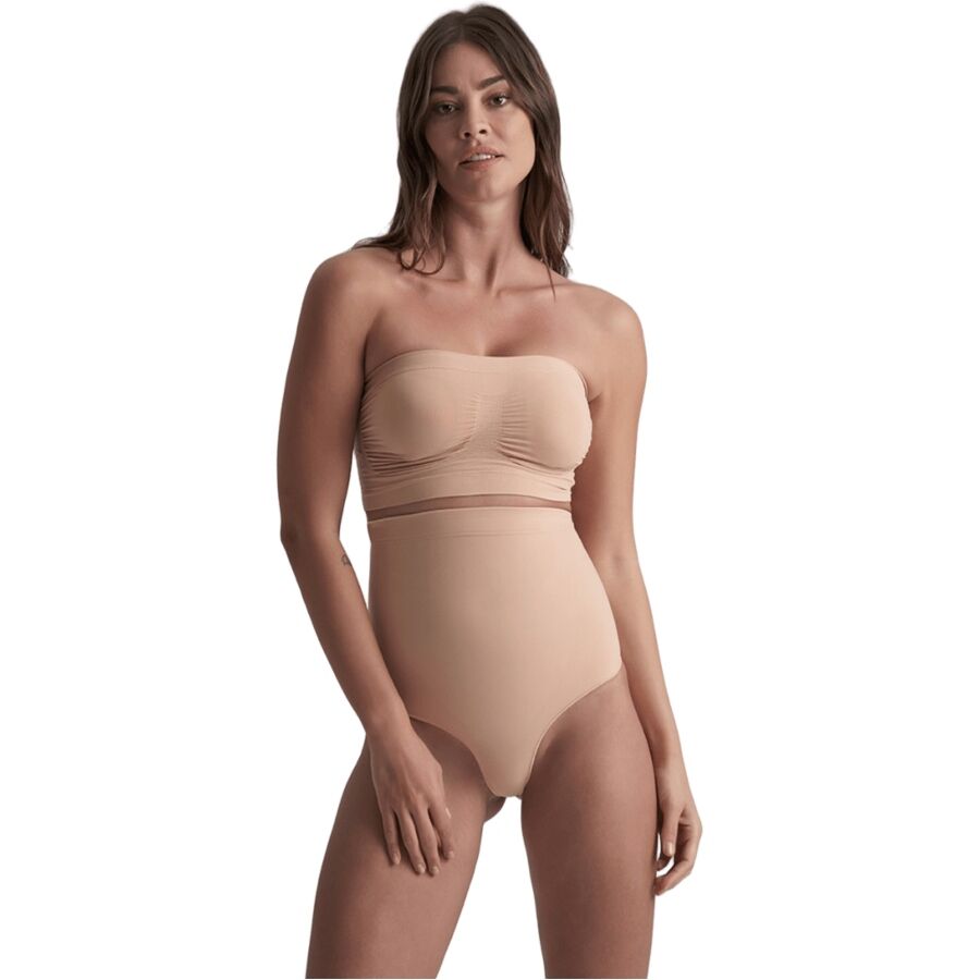 BYE-BRA - TANGA DE TALLE ALTO SIN COSTURAS BEIGE TALLA S - Imagen 2
