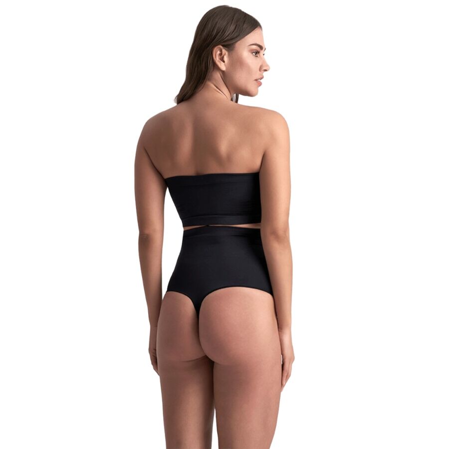 BYE-BRA - TANGA DE TALLE ALTO SIN COSTURAS NEGRO TALLA XL - Imagen 3
