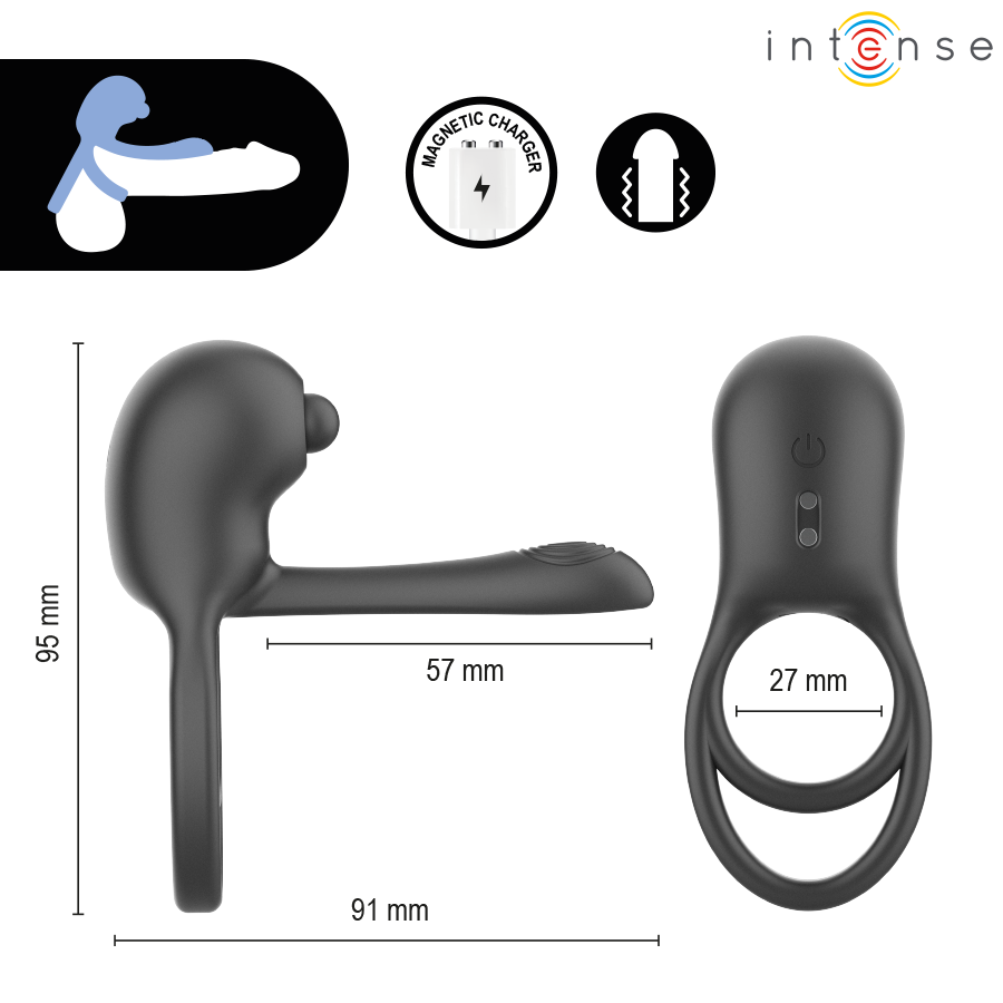 INTENSE - SPIKE ANILLO VIBRADOR PARA PENE CON CONTROL REMOTO - Imagen 5