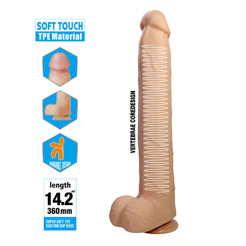 PRETTY LOVE - DANY DILDO REALÍSTICO FLEXIBLE CON VENTOSA 36 CM -Ø- 5,6 CM - Imagen 6