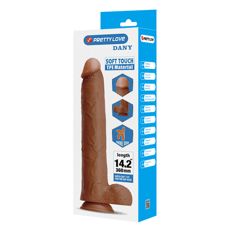 PRETTY LOVE - DANY DILDO REALÍSTICO FLEXIBLE CON VENTOSA 36 CM -Ø- 5,6 CM MARRÓN - Imagen 7