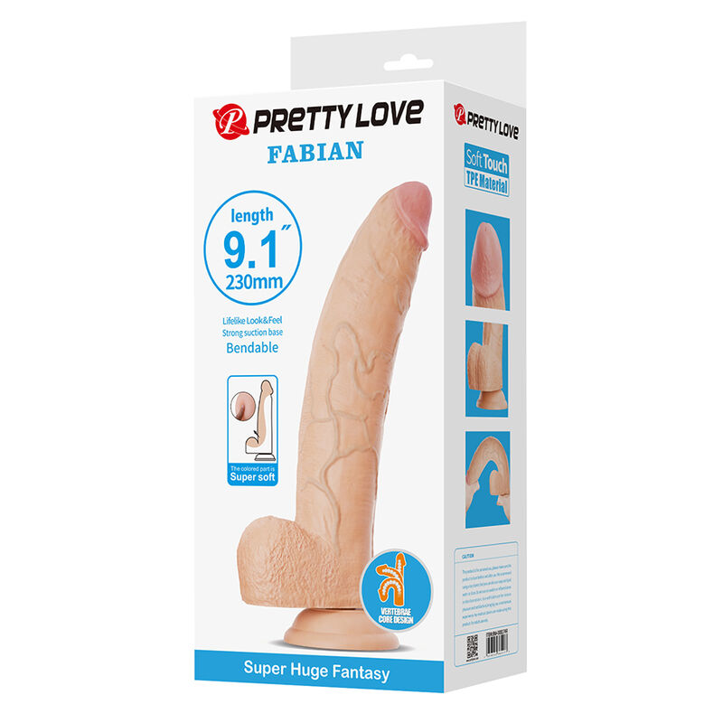 PRETTY LOVE - FABIAN DILDO FLEXIBLE CON VENTOSA CARNE - Imagen 7