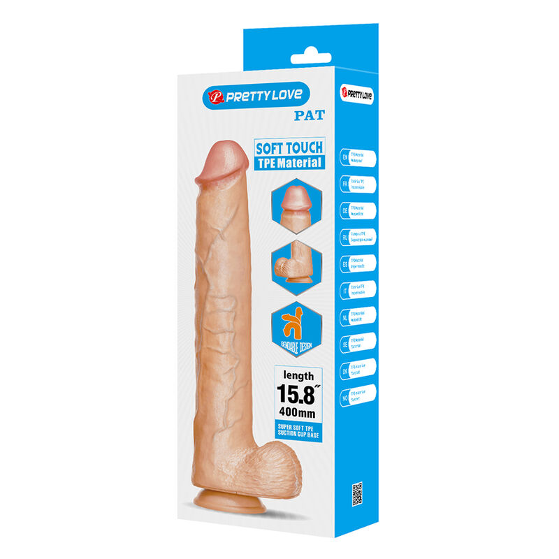 PRETTY LOVE - PAT DILDO REALÍSTICO FLEXIBLE CON VENTOSA NATURAL 40 CM -Ø- 6 CM - Imagen 7