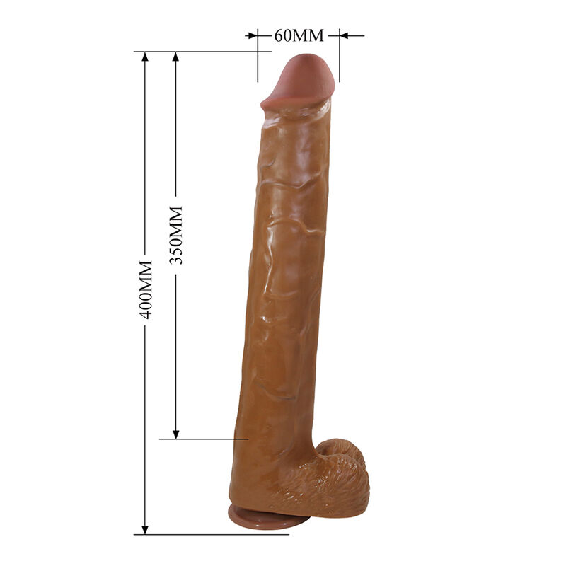 PRETTY LOVE - PAT DILDO REALÍSTICO FLEXIBLE CON VENTOSA 40 CM -Ø- 6 CM MARRÓN - Imagen 5