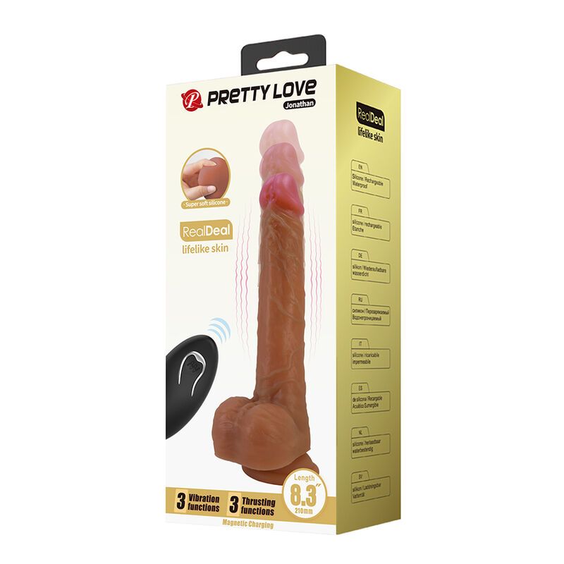 PRETTY LOVE - JONATHAN VIBRADOR REALÍSTICO CON EMPUJE MARRÓN CONTROL REMOTO - Imagen 9