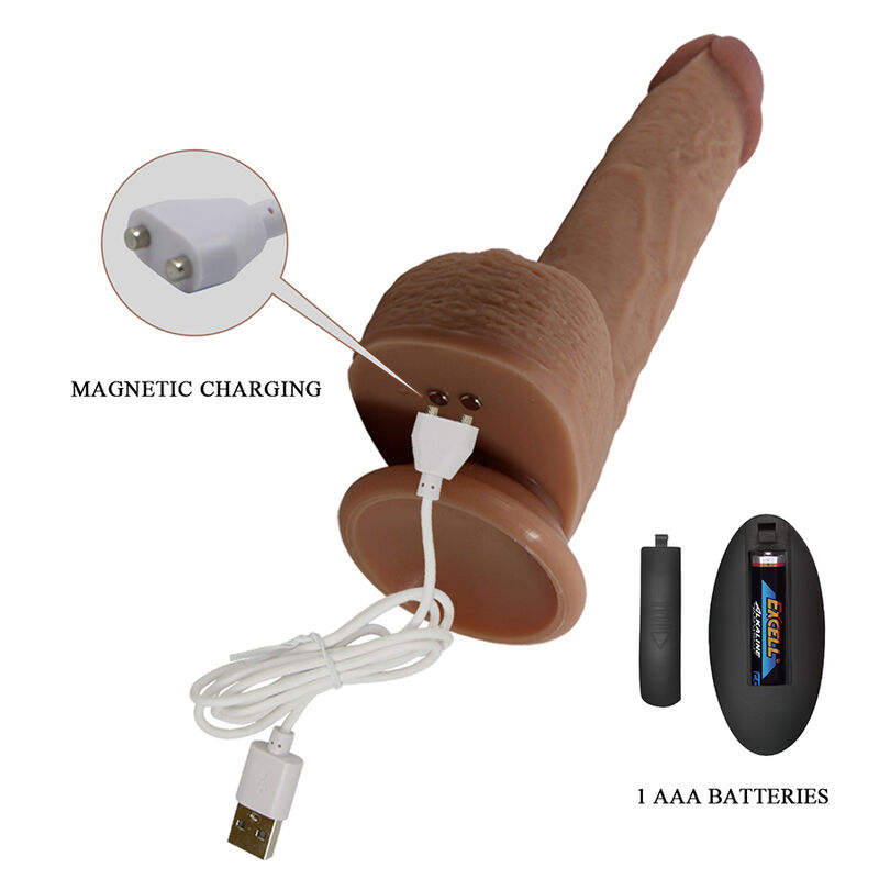 PRETTY LOVE - TOMMY VIBRADOR REALÍSTICO CON EMPUJE MARRÓN OSCURO CONTROL REMOTO - Imagen 8
