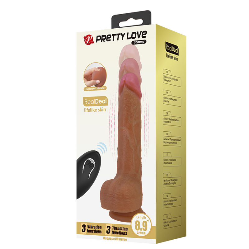 PRETTY LOVE - TOMMY VIBRADOR REALÍSTICO CON EMPUJE MARRÓN OSCURO CONTROL REMOTO - Imagen 9