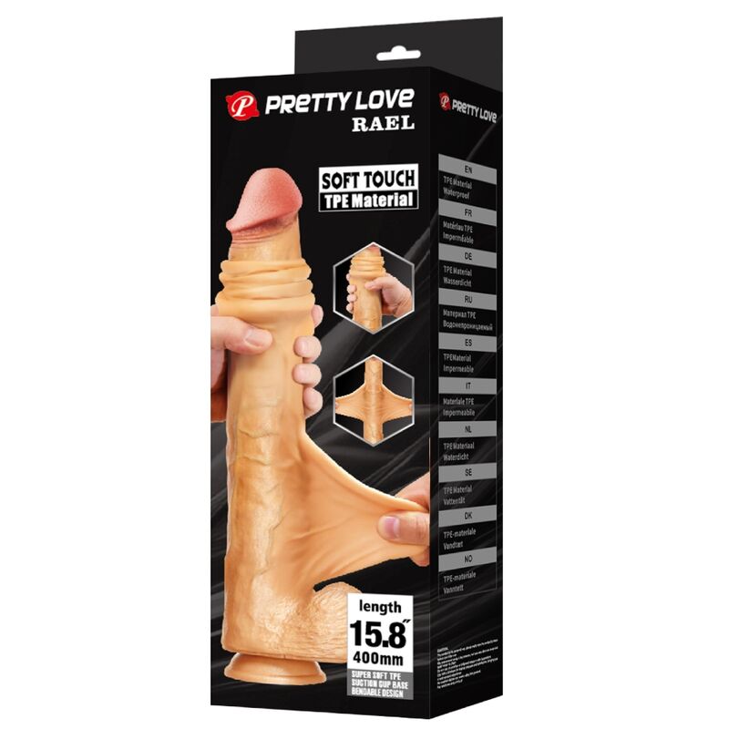 PRETTY LOVE - RAEL DILDO REALÍSTICO FLEXIBLE CON VENTOSA 40 CM -Ø- 6 CM MARRÓN - Imagen 2