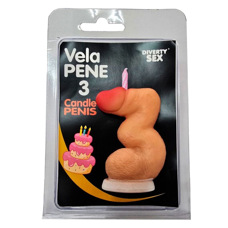 DIABLO PICANTE - VELA PENE EN FORMA DE NÚMERO 3 COLOR CARNE
