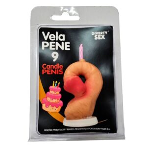DIABLO PICANTE - VELA PENE EN FORMA DE NÚMERO 9 COLOR CARNE