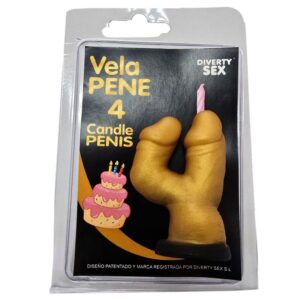 DIABLO PICANTE - VELA PENE EN FORMA DE NÚMERO 4 COLOR DORADO