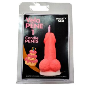 DIABLO PICANTE - VELA PENE EN FORMA DE NÚMERO 1 COLOR ROSA