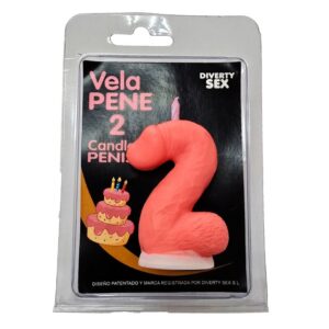 DIABLO PICANTE - VELA PENE EN FORMA DE NÚMERO 2 COLOR ROSA