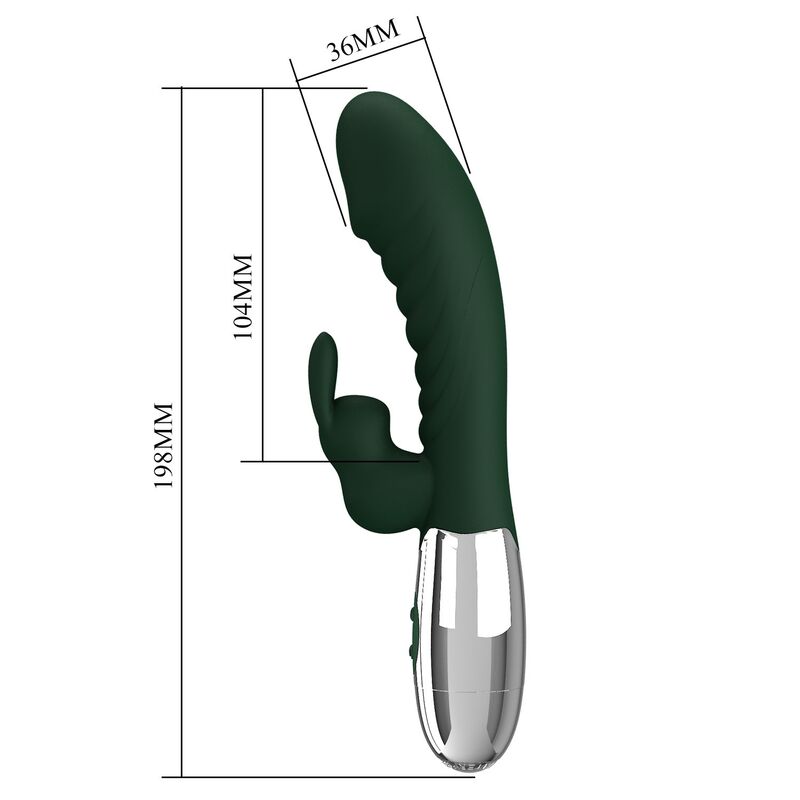 PRETTY LOVE - VIBRADOR RABBIT NAUGHTY BUNNY 30 FUNCIONES RECARGABLE USB VERDE - Imagen 10