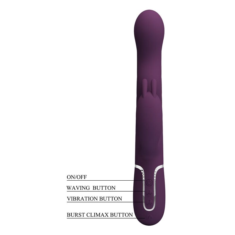 PRETTY LOVE - VIBRADOR RABBIT LOURSEN CON MOVIMIENTO OSCILANTE Y 7 VIBRACIONES RECARGABLE USB MORADO - Imagen 10