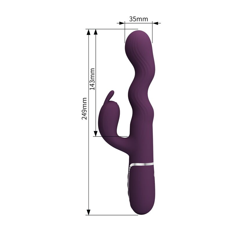 PRETTY LOVE - VIBRADOR RABBIT LOURSEN CON MOVIMIENTO OSCILANTE Y 7 VIBRACIONES RECARGABLE USB MORADO - Imagen 11