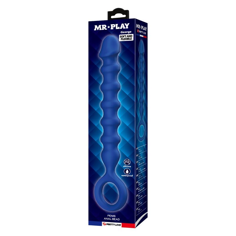 MR PLAY - BOLAS ANALES Y PLUG ANAL SILICONA AZUL -Ø- 3,4 CM - 28,5 CM - Imagen 3