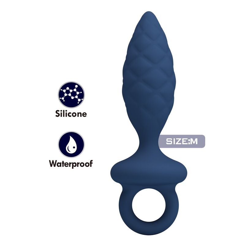 MR PLAY - PLUG ANAL TEXTURIZADO CON ANILLA AZUL M - Imagen 2