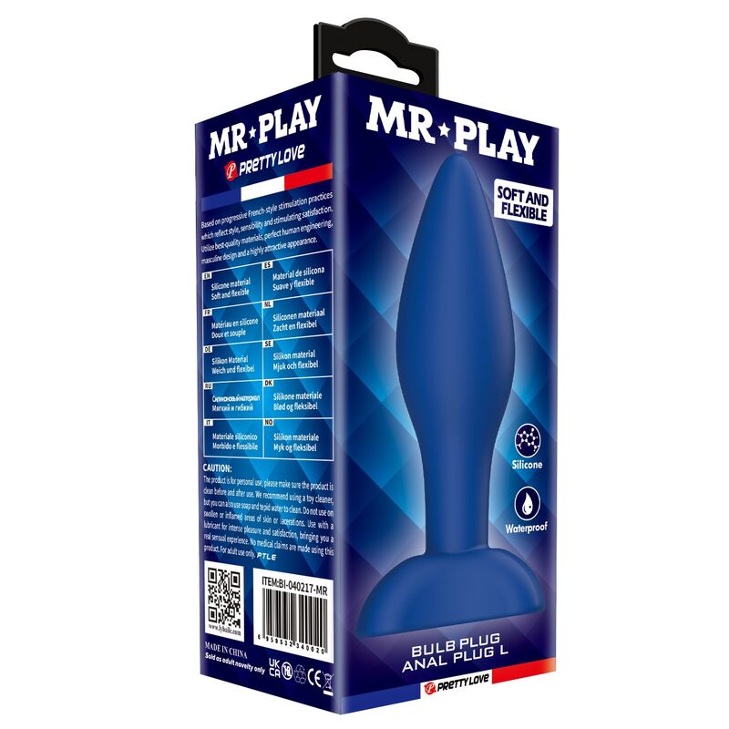 MR PLAY - PLUG ANAL CÓNICO SILICONA AZUL L - Imagen 3