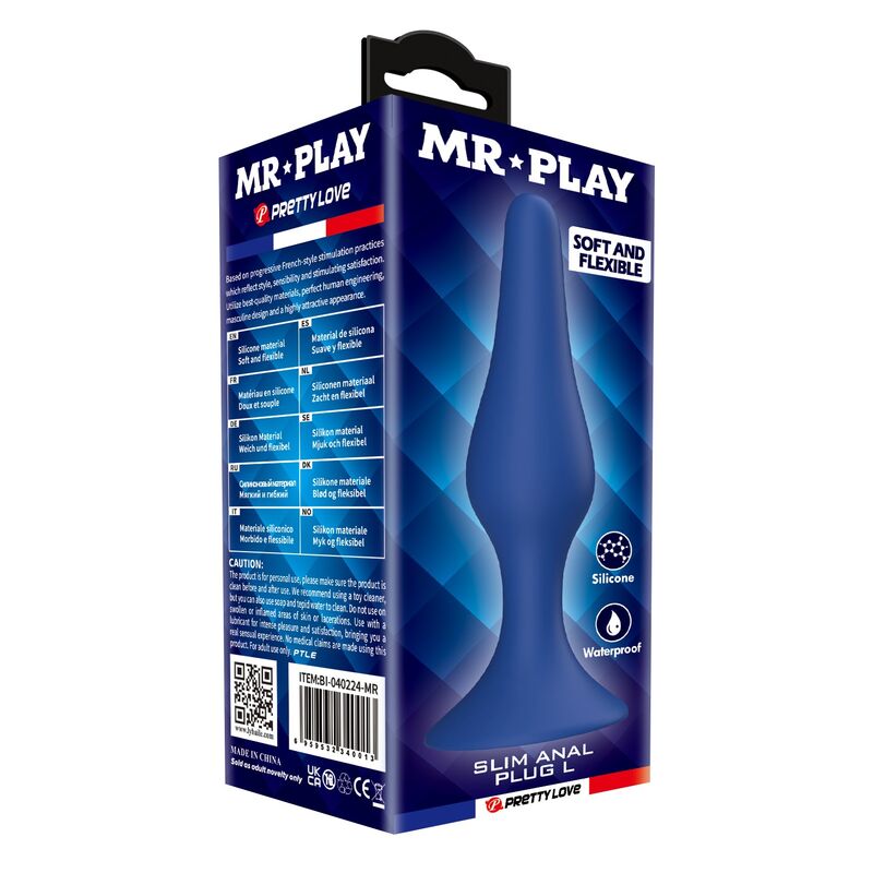 MR PLAY - PLUG ANAL SLIM SILICONA AZUL L - Imagen 3