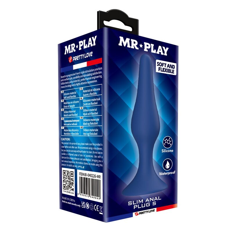 MR PLAY - PLUG ANAL SILICONA AZUL SLIM TALLA S - Imagen 8