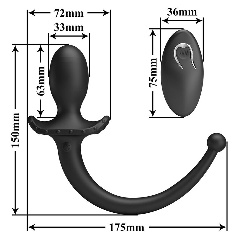 MR PLAY - VIBRADOR ANAL Y PERINEAL CON CONTROL REMOTO INALÁMBRICO NEGRO - Imagen 9