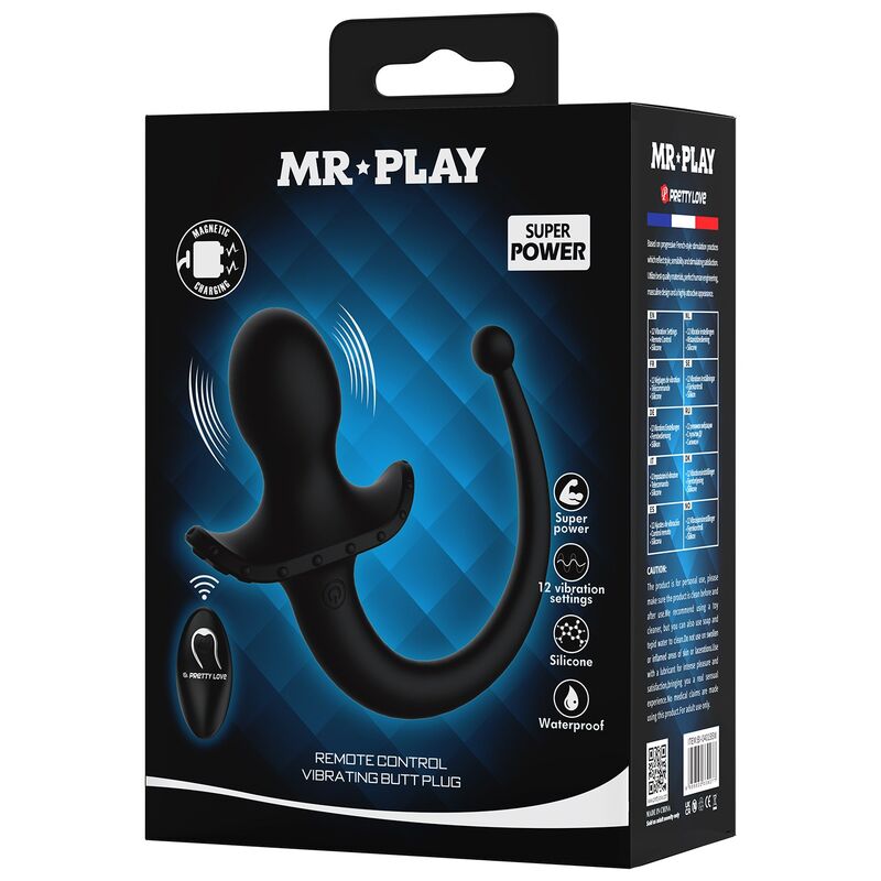 MR PLAY - VIBRADOR ANAL Y PERINEAL CON CONTROL REMOTO INALÁMBRICO NEGRO - Imagen 2