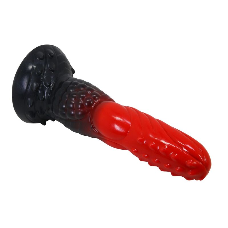 POWER MONSTERS - FIRE DRAGON DILDO FANTASÍA CON VENTOSA 24,5 CM Ø 5,8 CM ROJO Y NEGRO - Imagen 6