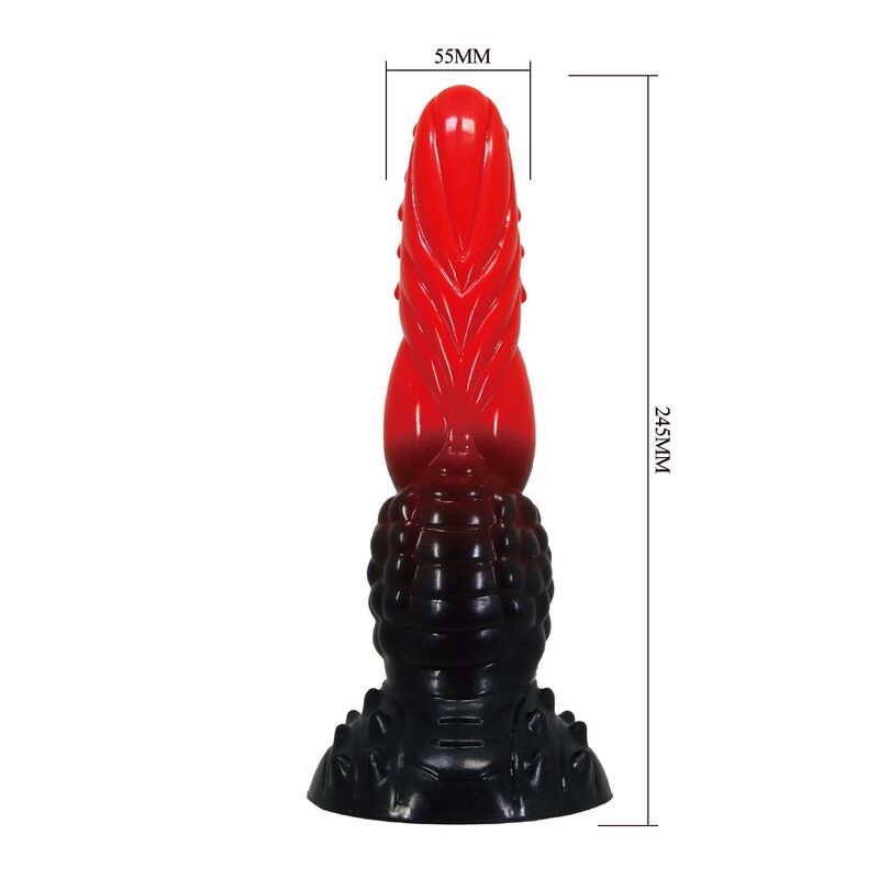 POWER MONSTERS - FIRE DRAGON DILDO FANTASÍA CON VENTOSA 24,5 CM Ø 5,8 CM ROJO Y NEGRO - Imagen 7