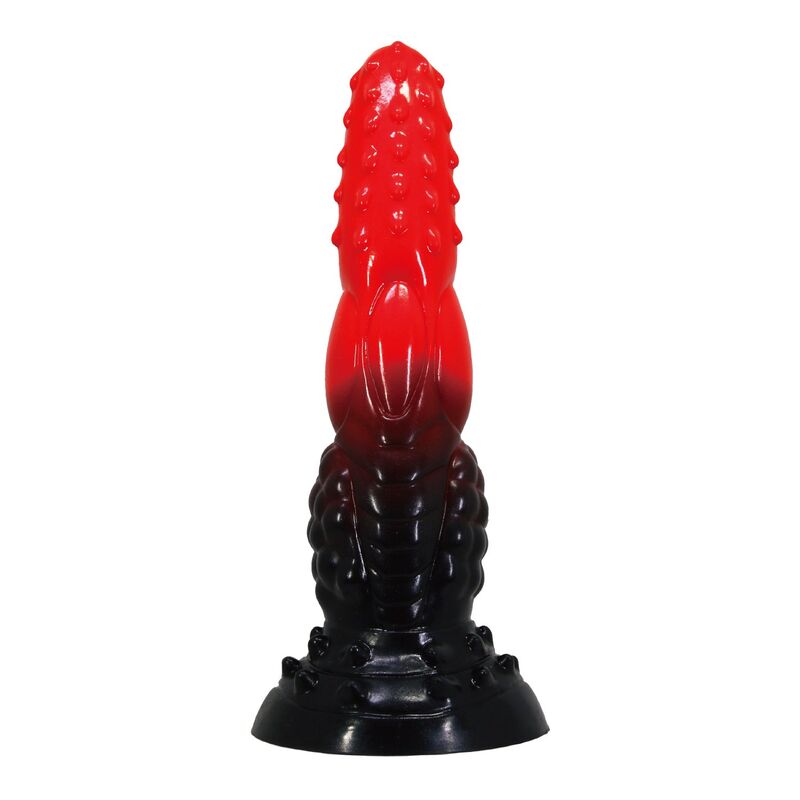 POWER MONSTERS - FIRE DRAGON DILDO FANTASÍA CON VENTOSA 24,5 CM Ø 5,8 CM ROJO Y NEGRO - Imagen 3