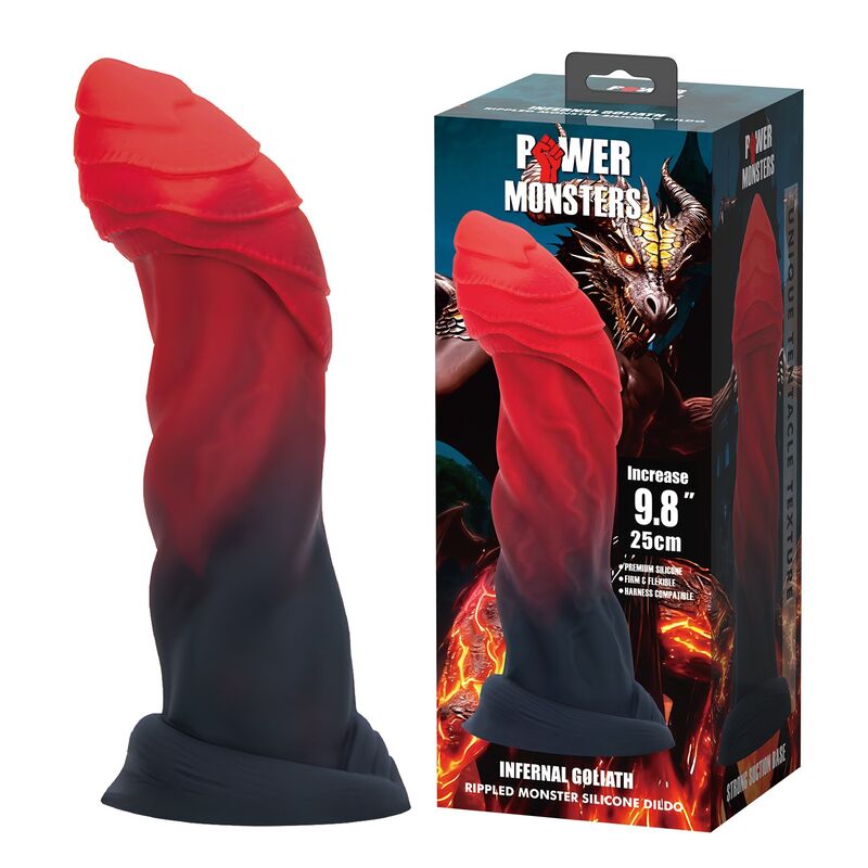 POWER MONSTERS - INFERNAL GOLIATH DILDO BICOLOR 25 CM Ø 6 CM - Imagen 6