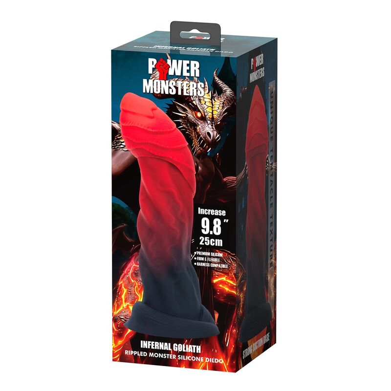 POWER MONSTERS - INFERNAL GOLIATH DILDO BICOLOR 25 CM Ø 6 CM - Imagen 2
