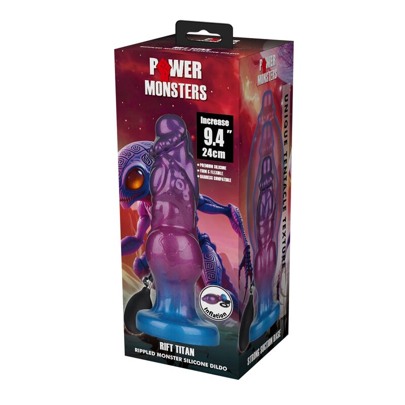 POWER MONSTERS - RIFT TITAN DILDO HINCHABLE FANTASÍA BICOLOR 24 CM Ø 5 CM - Imagen 2