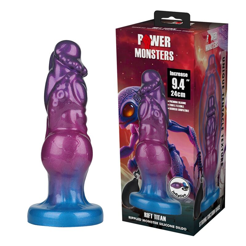 POWER MONSTERS - RIFT TITAN DILDO HINCHABLE FANTASÍA BICOLOR 24 CM Ø 5 CM - Imagen 6