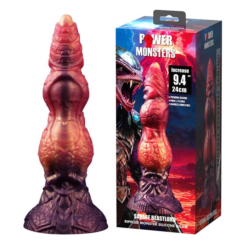 POWER MONSTERS - SAVAGE BEASTLORD DILDO FANTASÍA TRICOLOR 24 CM Ø 5 CM - Imagen 6