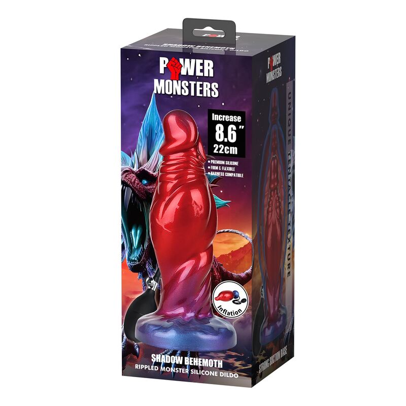 POWER MONSTERS - SHADOW BEHEMOTH DILDO HINCHABLE FANTASÍA BICOLOR 22 CM Ø 5 CM - Imagen 2