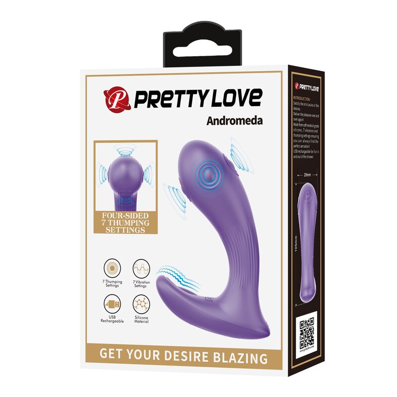 PRETTY LOVE - ANDROMEDA VIBRADOR DE DOBLE ESTIMULACIÓN RECARGABLE MORADO - Imagen 4
