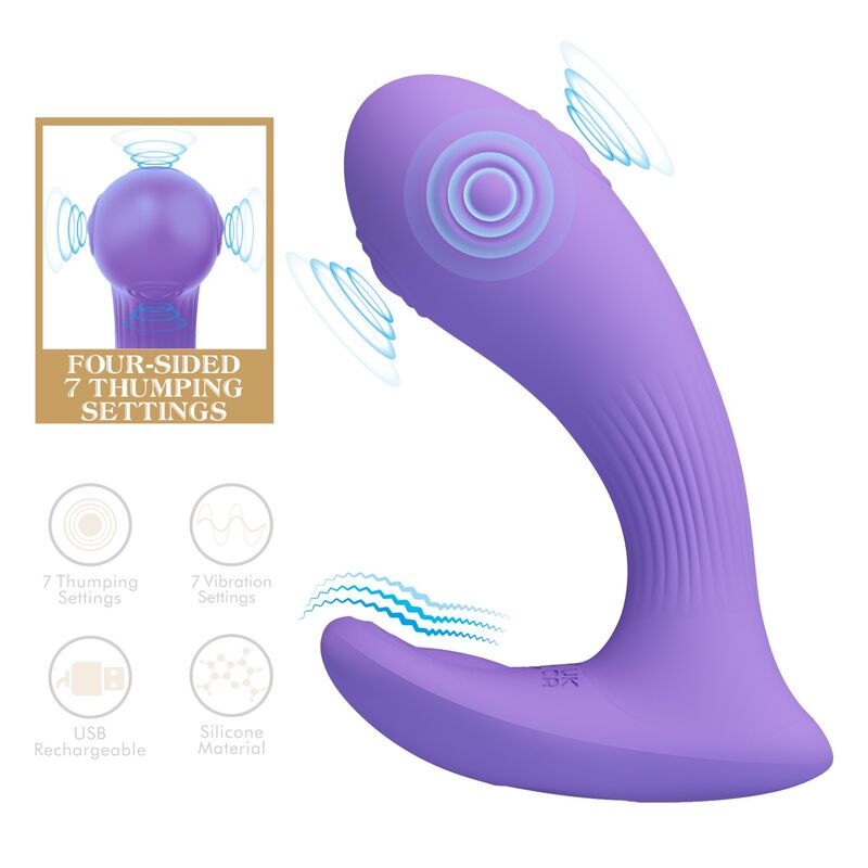 PRETTY LOVE - ANDROMEDA VIBRADOR DE DOBLE ESTIMULACIÓN RECARGABLE MORADO - Imagen 3