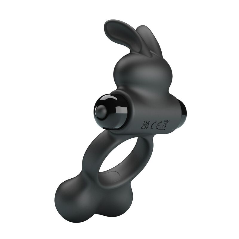 PRETTY LOVE - ANILLO VIBRADOR PARA PENE CON ESTIMULADOR DE CONEJITO 10 FUNCIONES NEGRO - Imagen 2