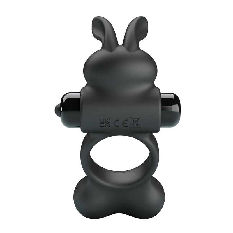 PRETTY LOVE - ANILLO VIBRADOR PARA PENE CON ESTIMULADOR DE CONEJITO 10 FUNCIONES NEGRO - Imagen 5