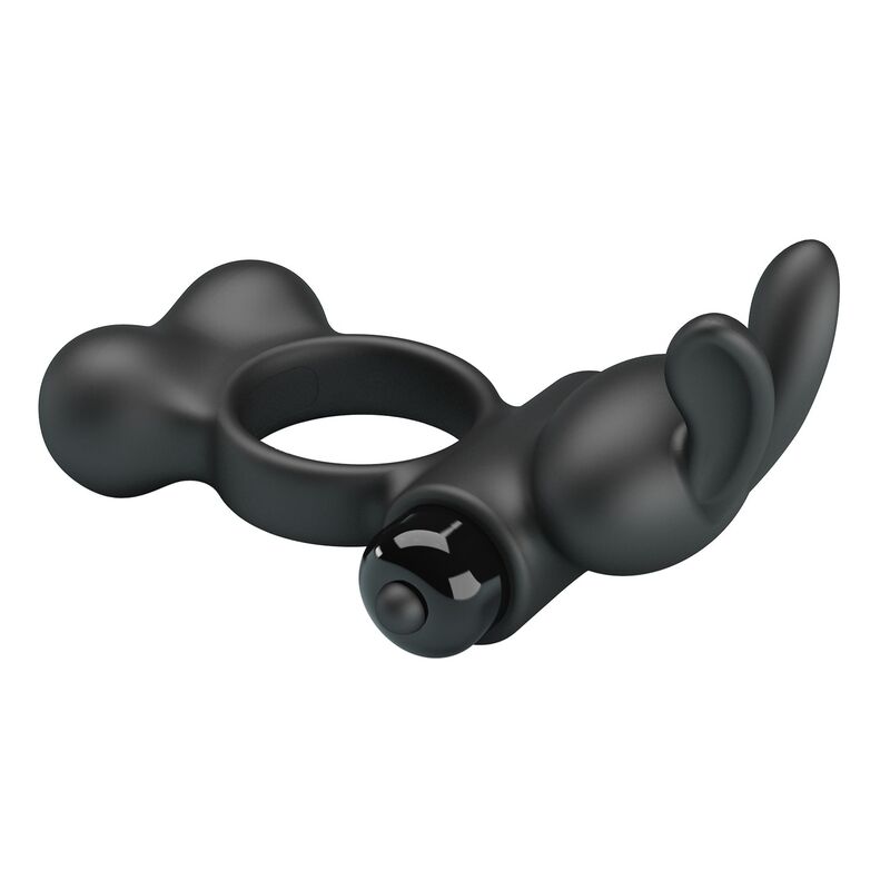 PRETTY LOVE - ANILLO VIBRADOR PARA PENE CON ESTIMULADOR DE CONEJITO 10 FUNCIONES NEGRO - Imagen 7