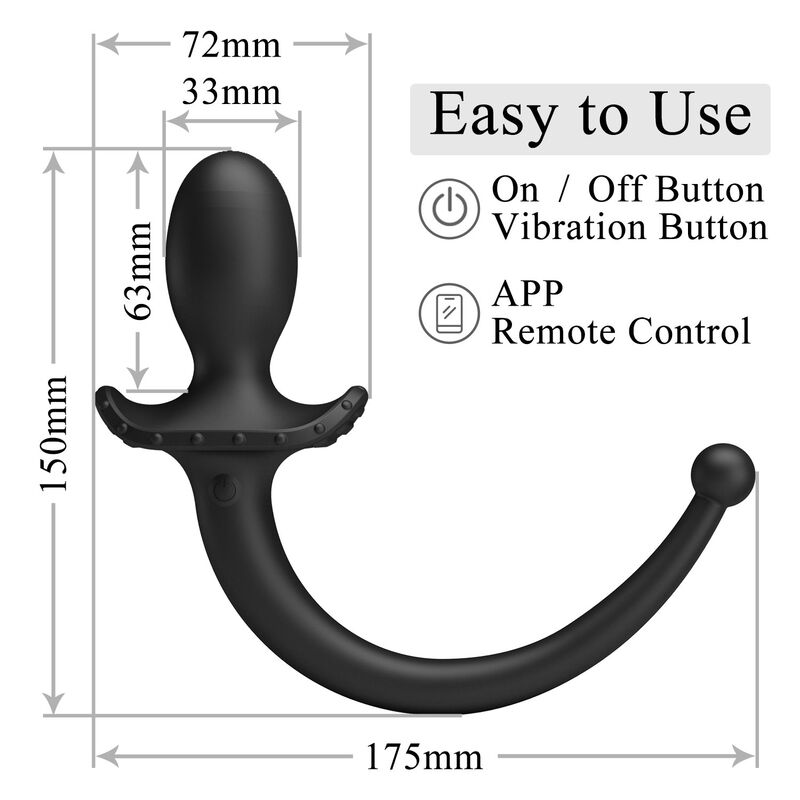 PRETTY LOVE - ANTHONY VIBRADOR ANAL Y PERINEAL APP CONTROL NEGRO - Imagen 18