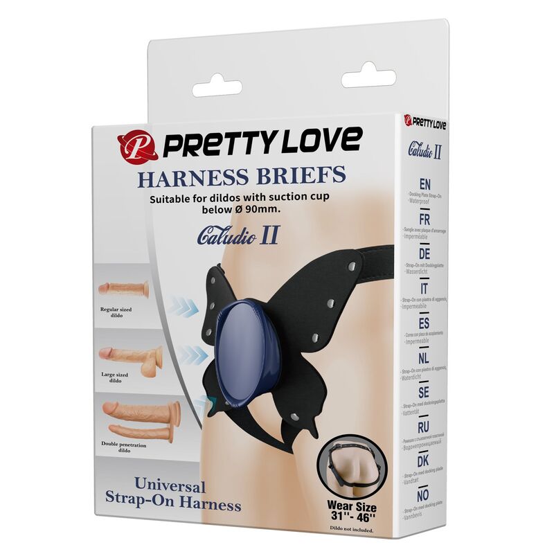PRETTY LOVE - ARNÉS UNIVERSAL TIPO BRAGA PARA STRAP-ON NEGRO Y AZUL - Imagen 3