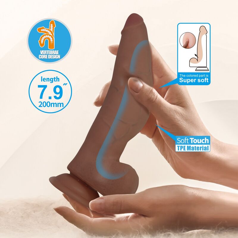 PRETTY LOVE - CUTHBERT DILDO REALÍSTICO FLEXIBLE 20 CM Ø 5 CM TPE MARRÓN - Imagen 8